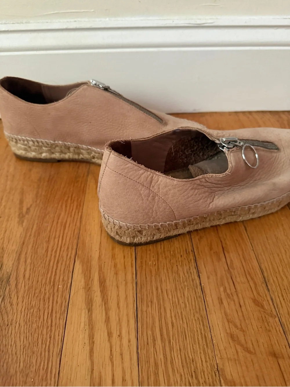 Alexander Wang Blush Suede Zip-Front Espadrille Flats